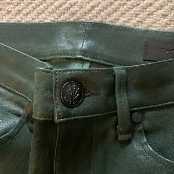 Rag & Bone Leather Pants In Leaf Green Size 26 - Picture 3 of 12